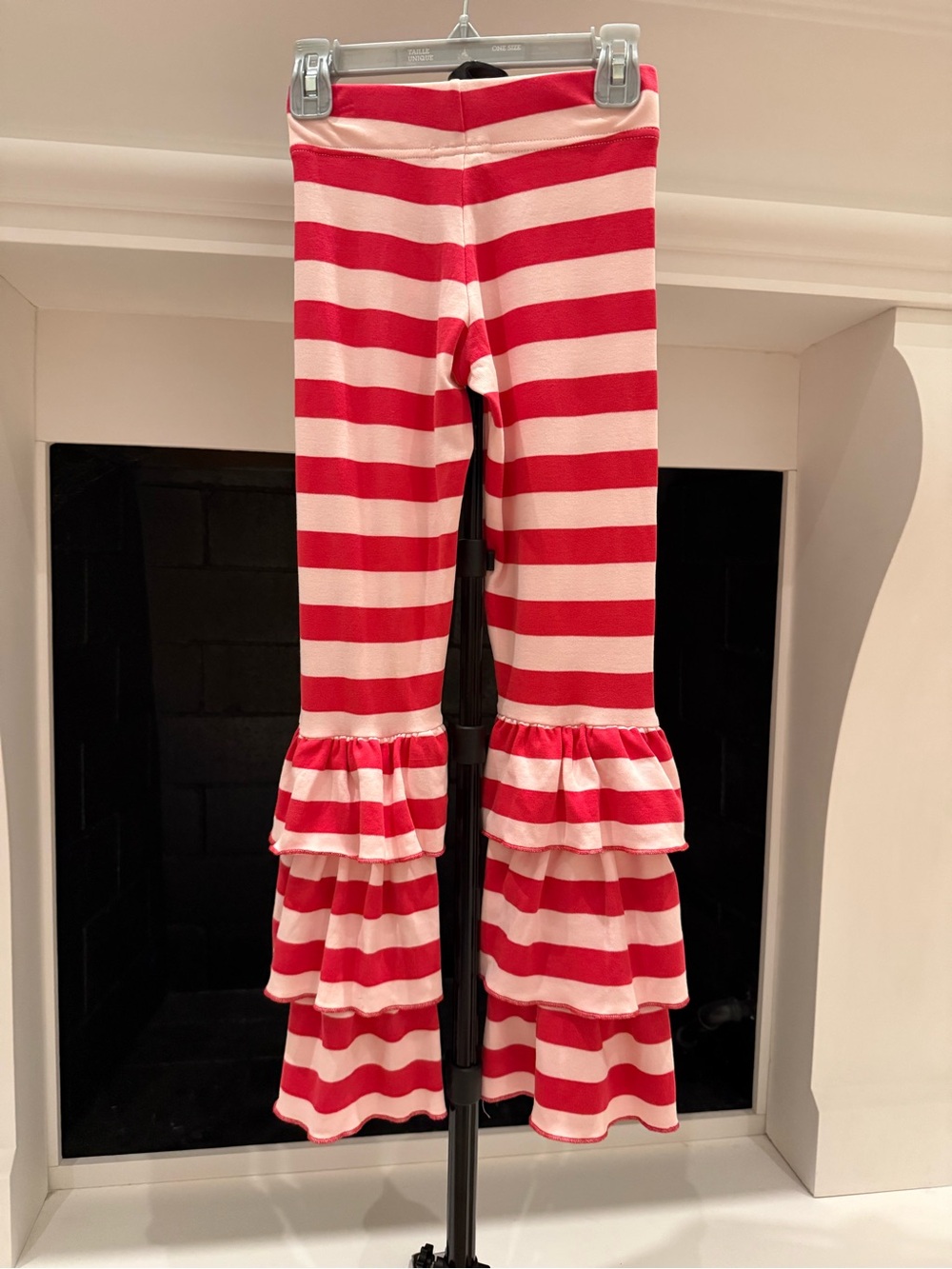 Matilda Jane Pink/Light Red & Cream Striped Triple Ruffle Pants- Girls 10 - Picture 2 of 2